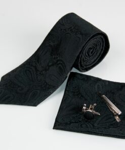 juodas kaklaraištis rinkinys